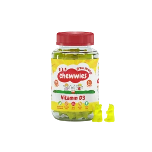 Chewwies Vitamin D3 - støtter bein, tenner og immunsystem. Sukkerfri, vegansk gummi for barn fra 3 år 